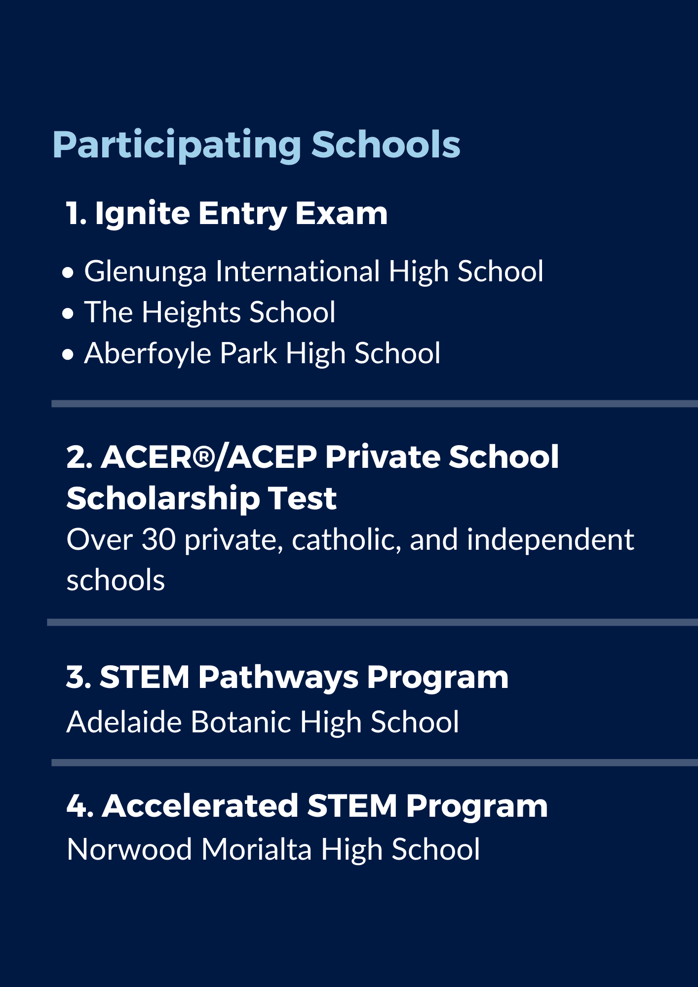 ACER® Ignite STEM Entry Exam Registration Information Tutors SA